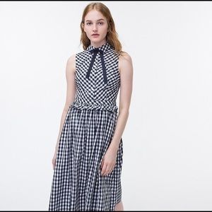 J.Crew Navy Gingham Shirt Dress